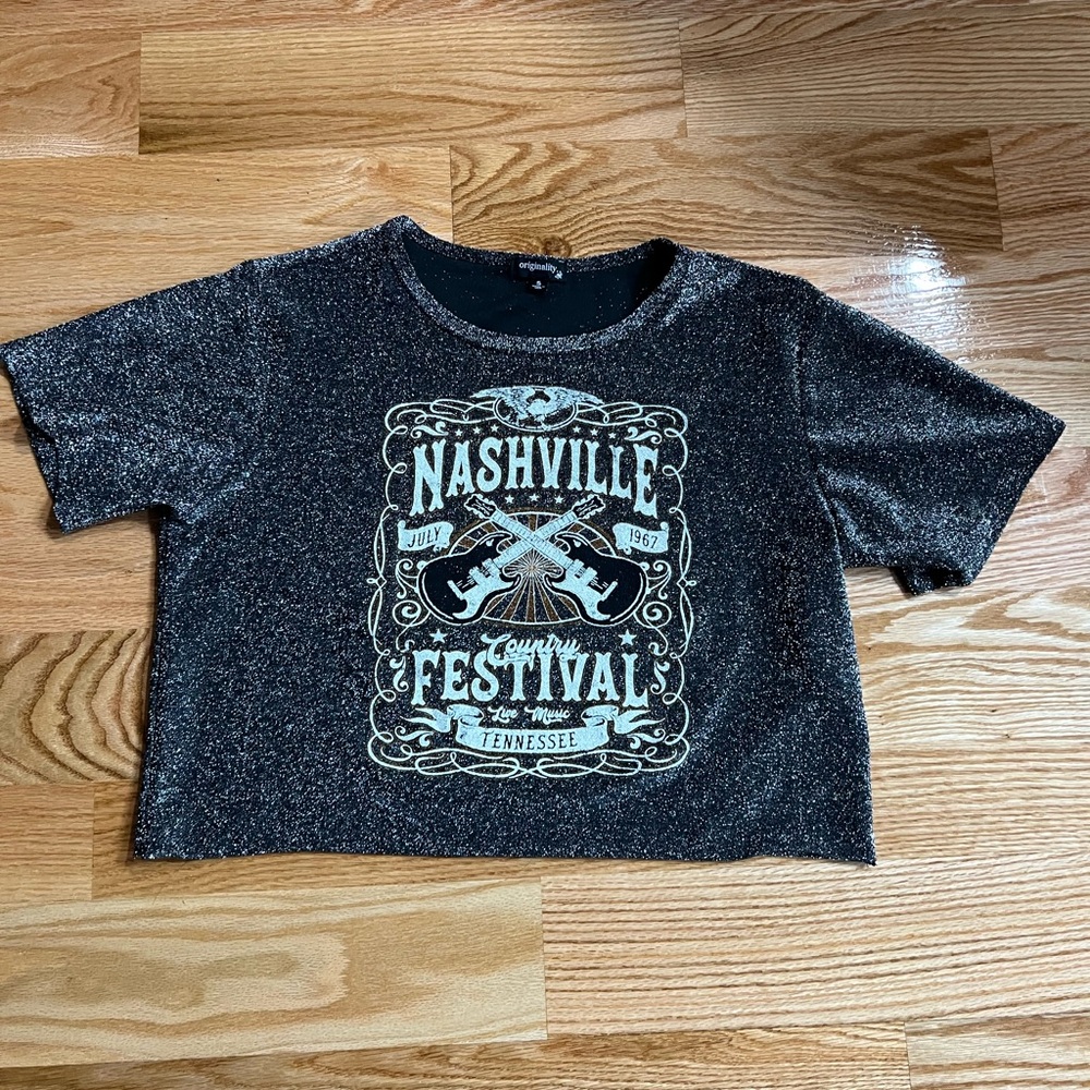 Nashville Crop Top Womens Size Small Originality Glitter